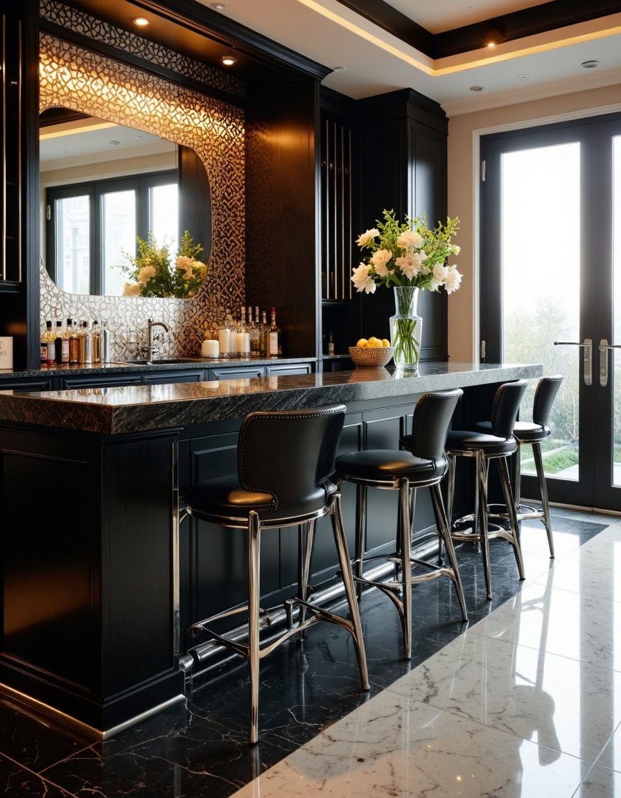 Sophisticated Home Bar with Art Deco Design