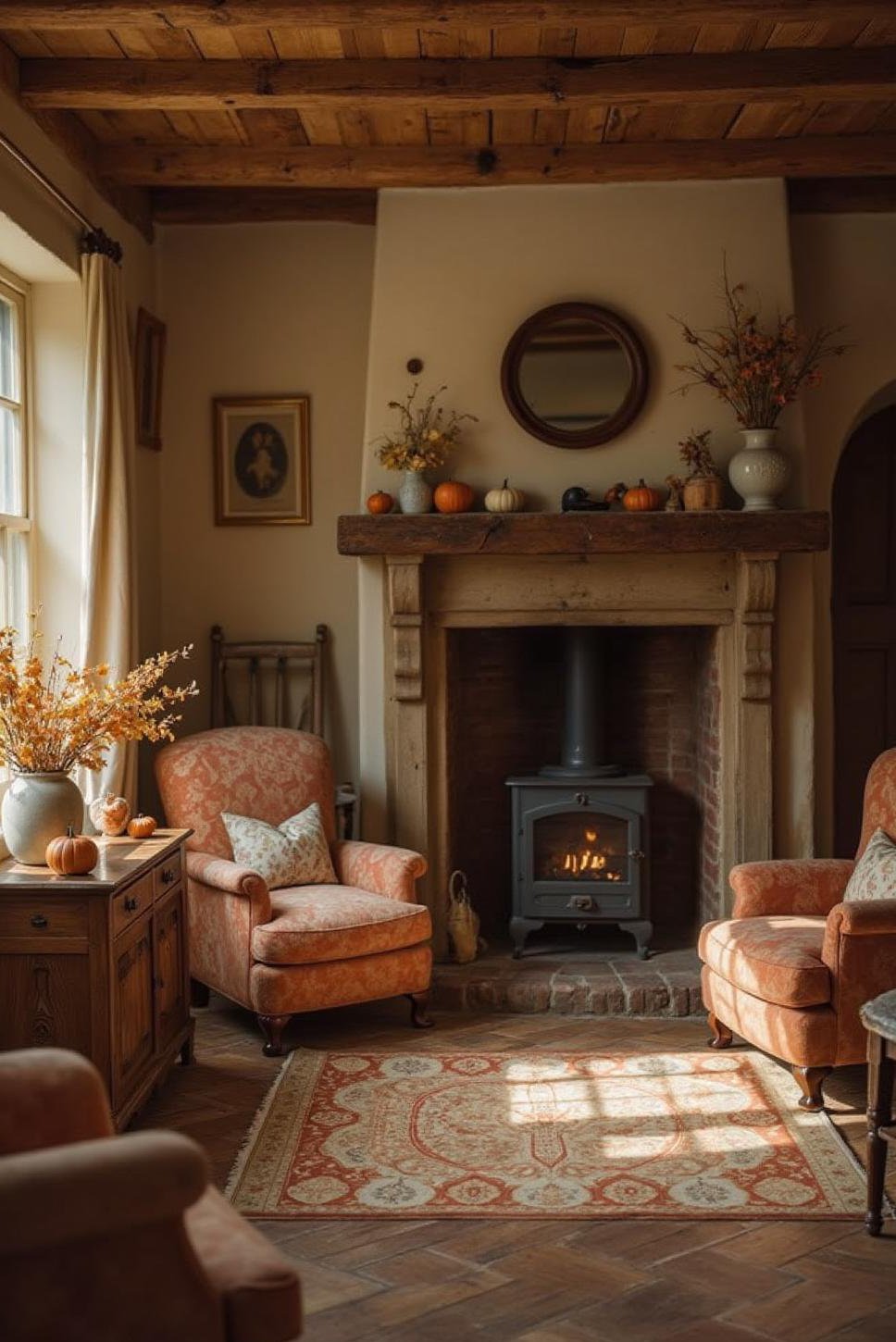 Autumnal English Cottage Living Room Decor