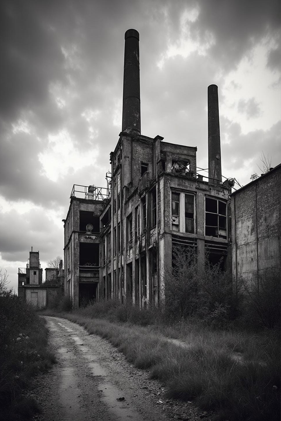 Derelict Factory: Black & White Industrial Photography