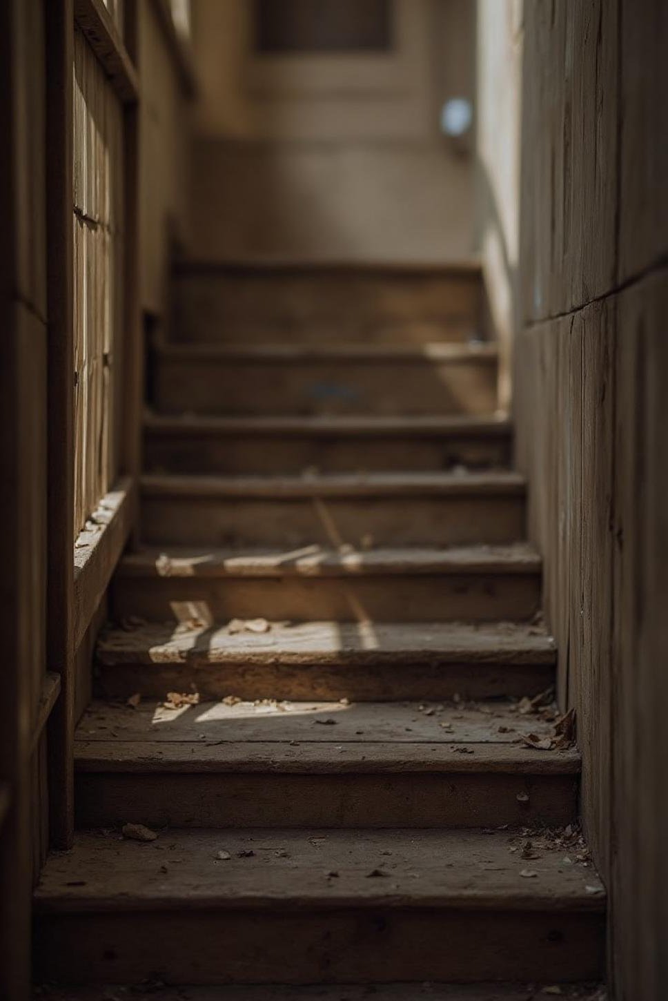 Dreamy Black & White: Wooden Staircase Foto Art