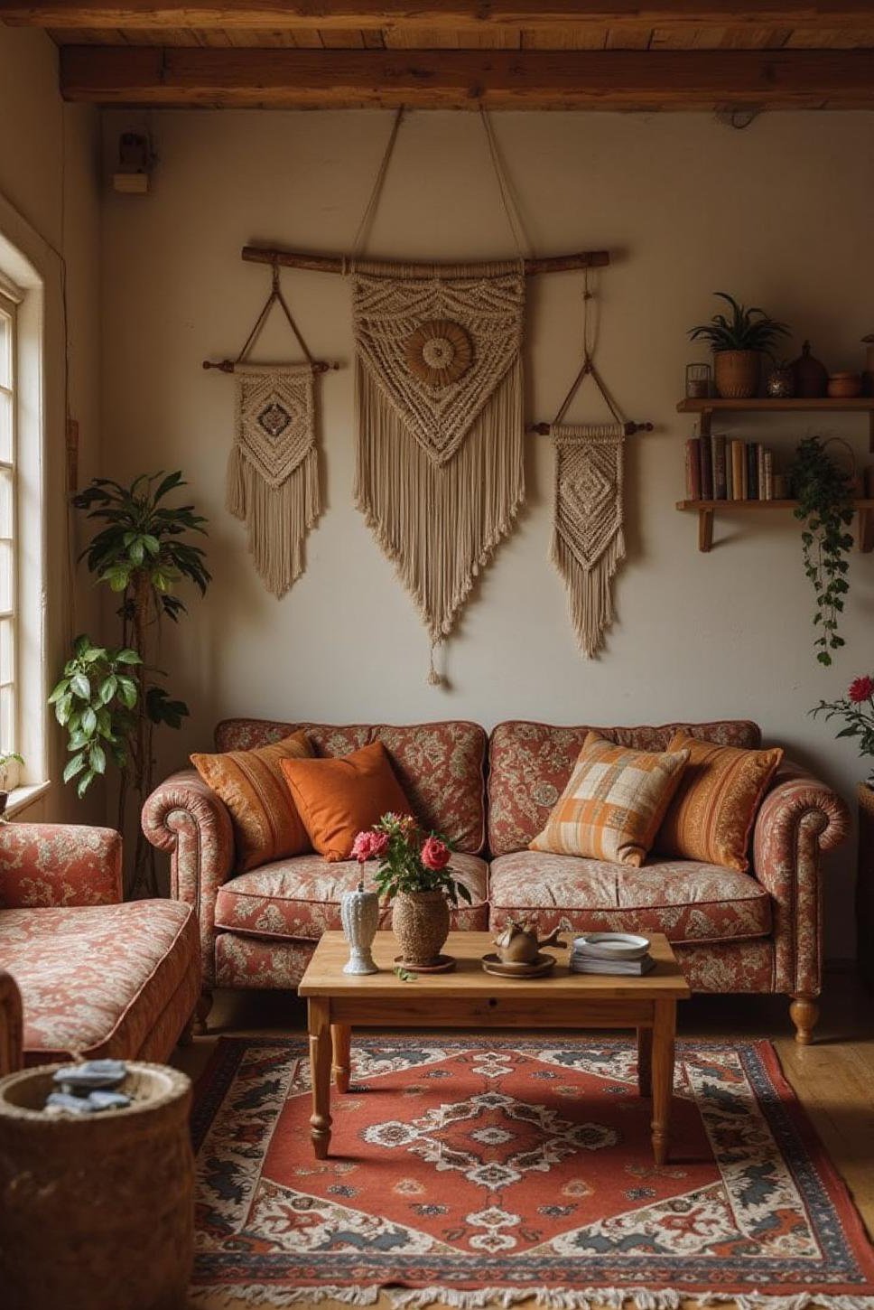 Bohemian English Cottage Living Room: Vibrant & Eclectic