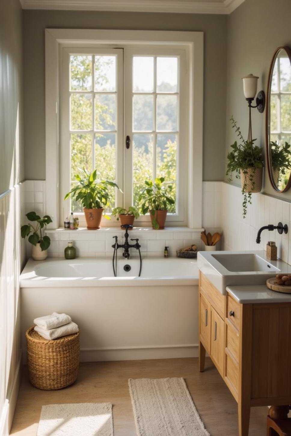 Bright Bathroom with Garden View & Must-Haves