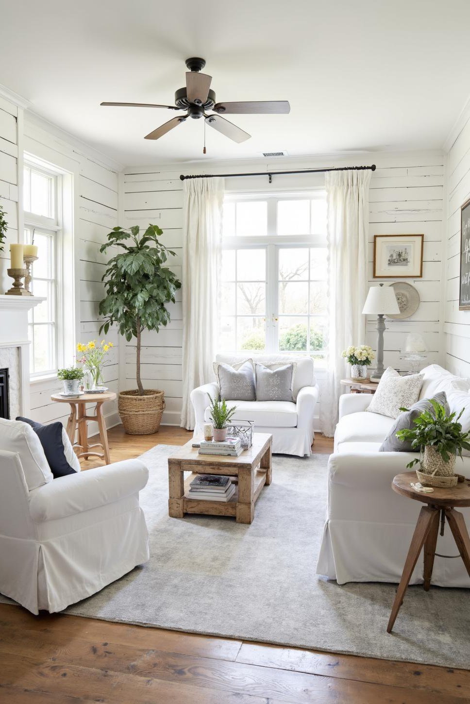 Bright & Airy Modern Farmhouse Living Room Decor