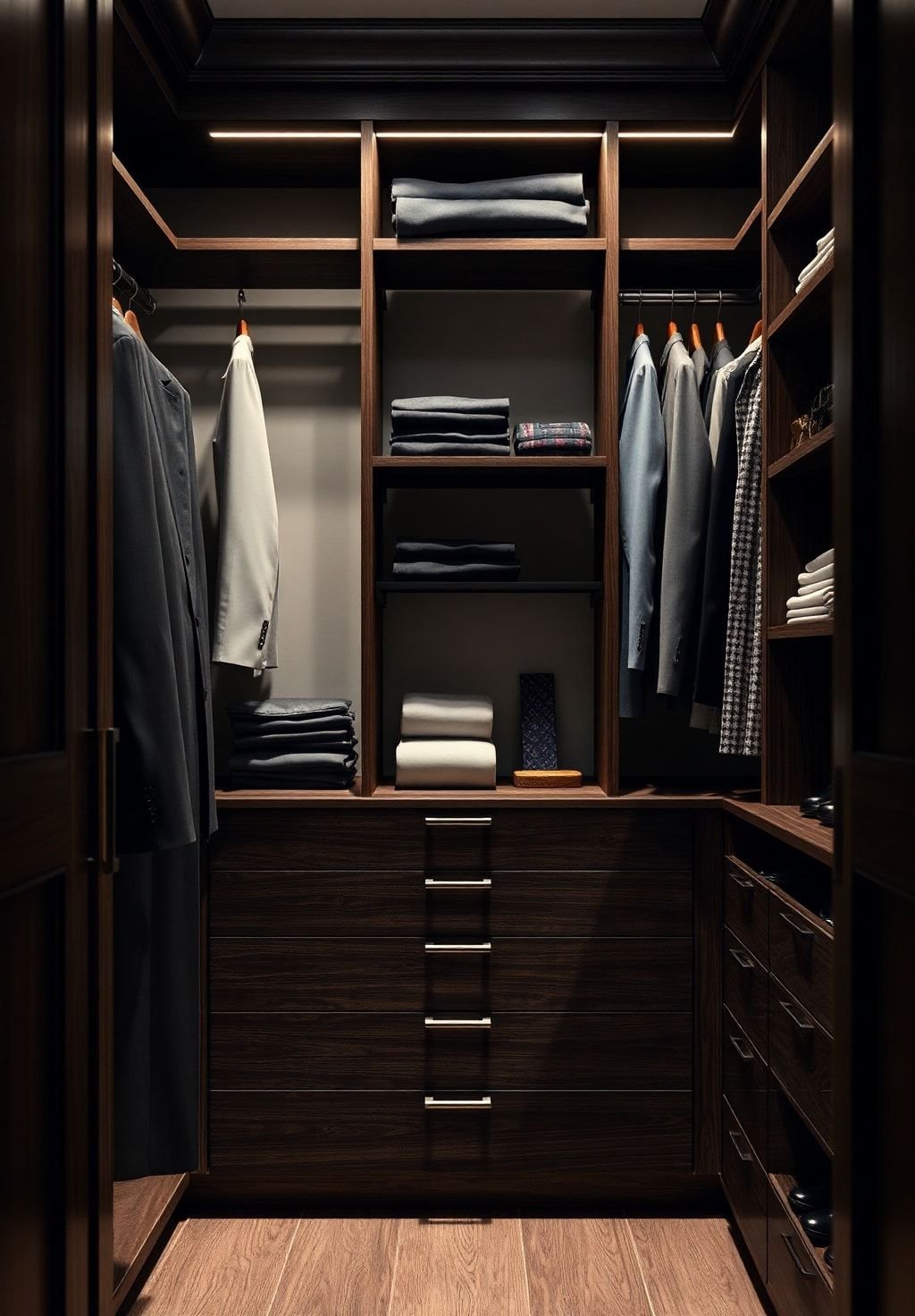 Professional Closet: Dark Wood & Tailored Organization