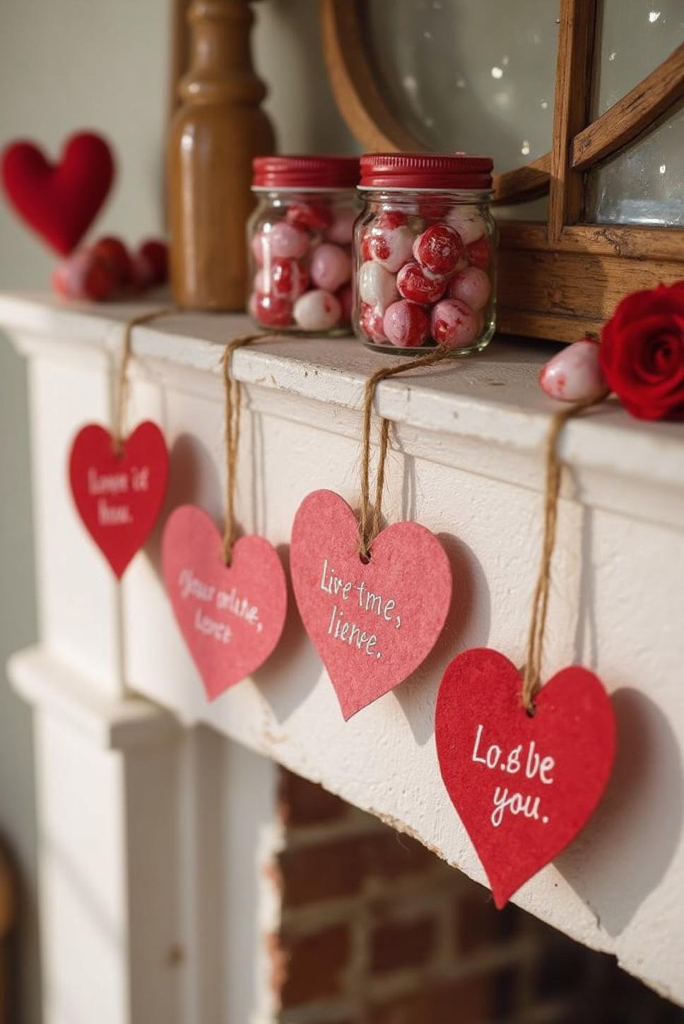 DIY Valentine's Day Mantelpiece Decorations