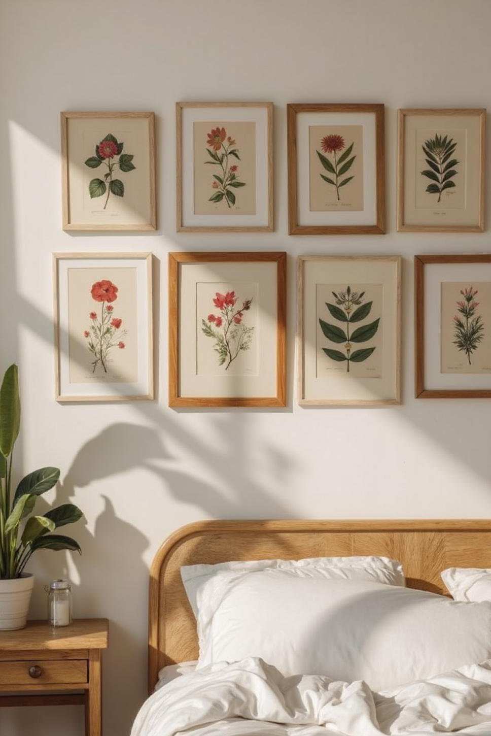 Elegant Botanical Prints: Asymmetrical Wall Gallery