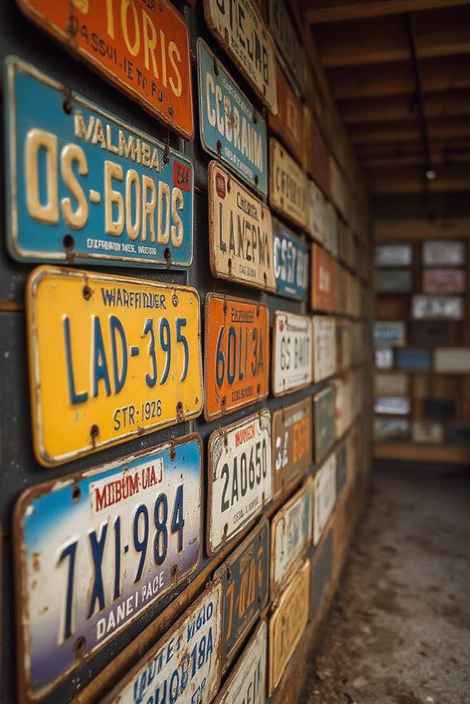 Vintage License Plate Wall Art: Garage Decor