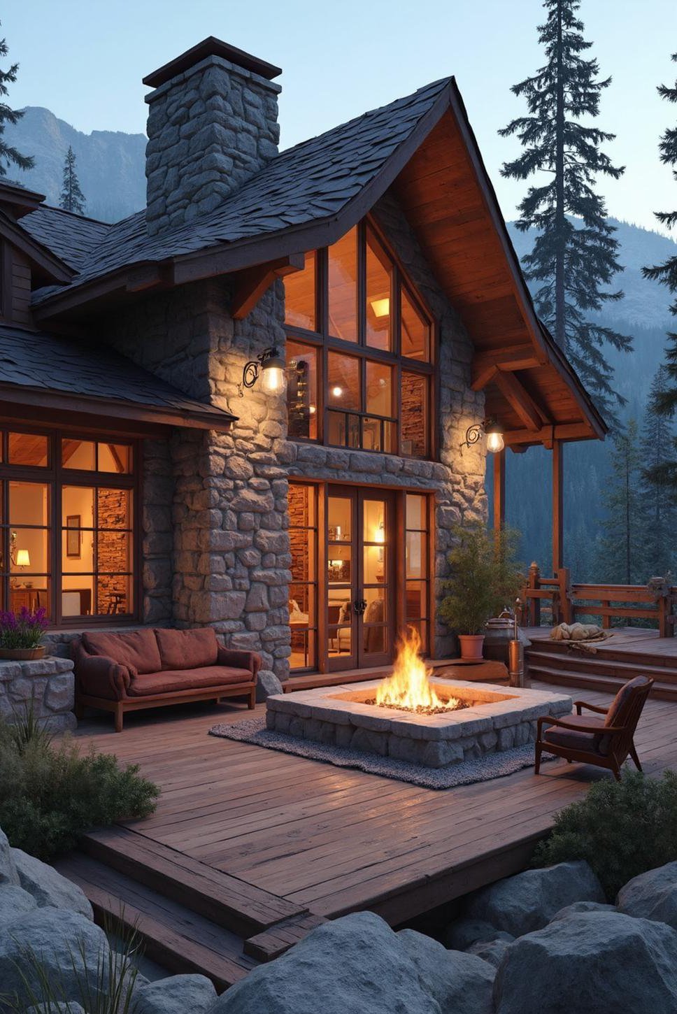 Cozy Mountain Cabin Dream House: Stone & Views