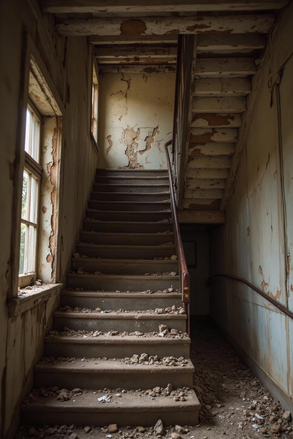 Decaying Spiral Staircase: Black and White Foto Art