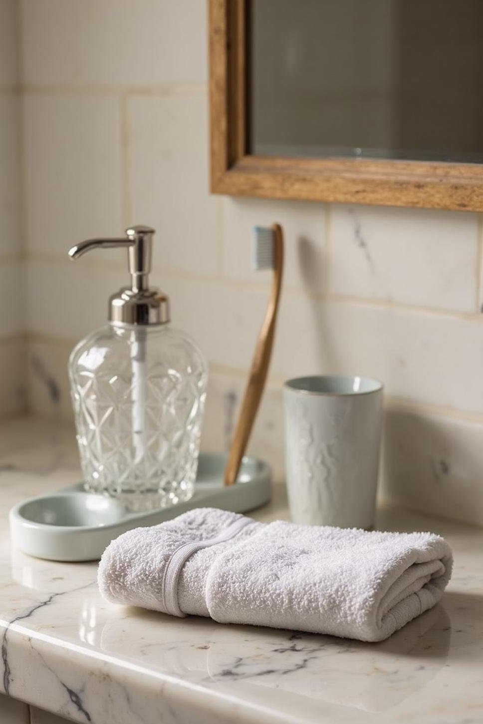 Luxury Bathroom Decor: Crystal & Silver Accents