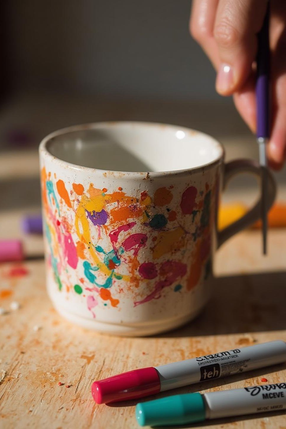 DIY Sharpie Mug:  Abstract Design in Progress