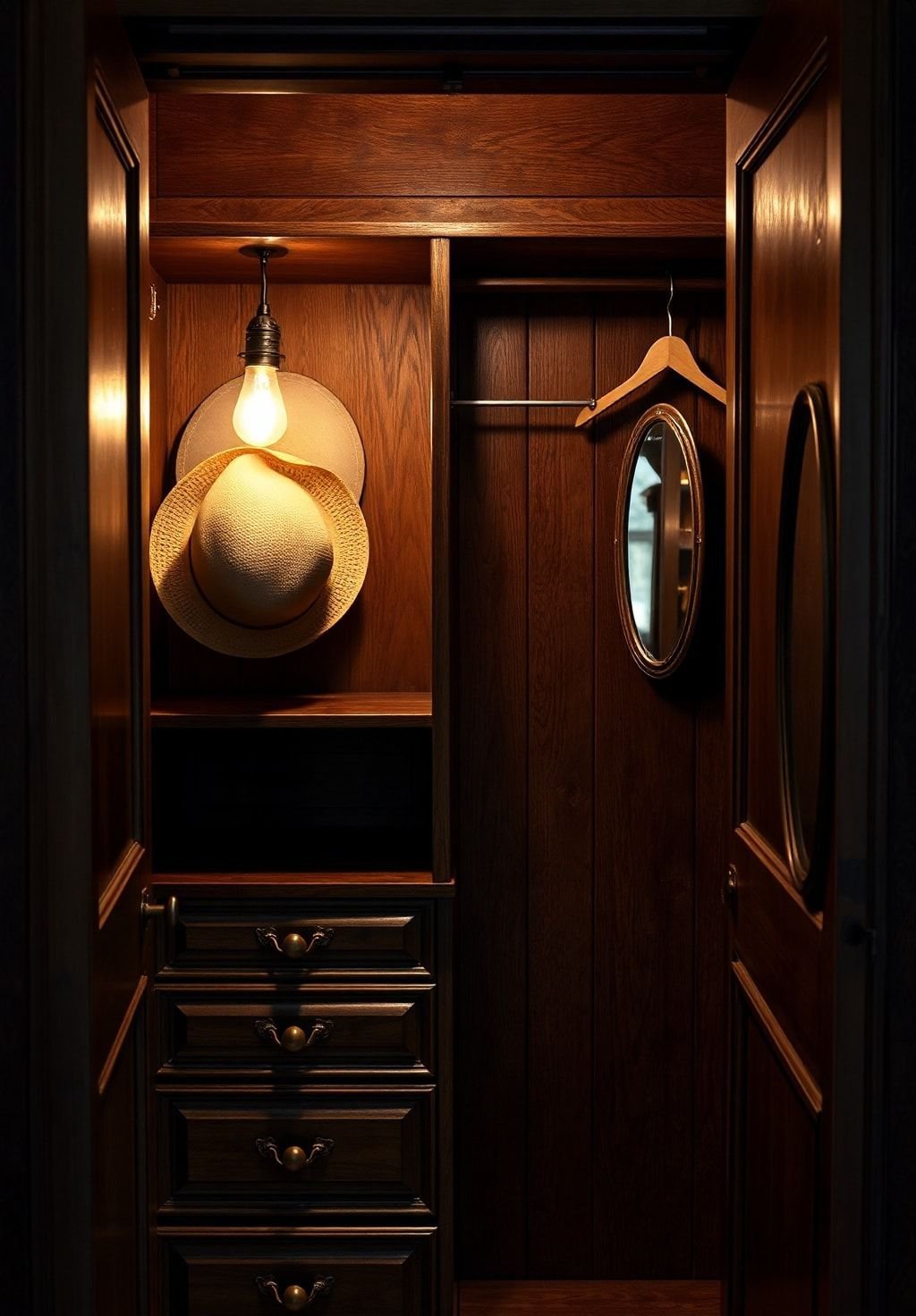 Vintage Mahogany Closet with Built-In Details