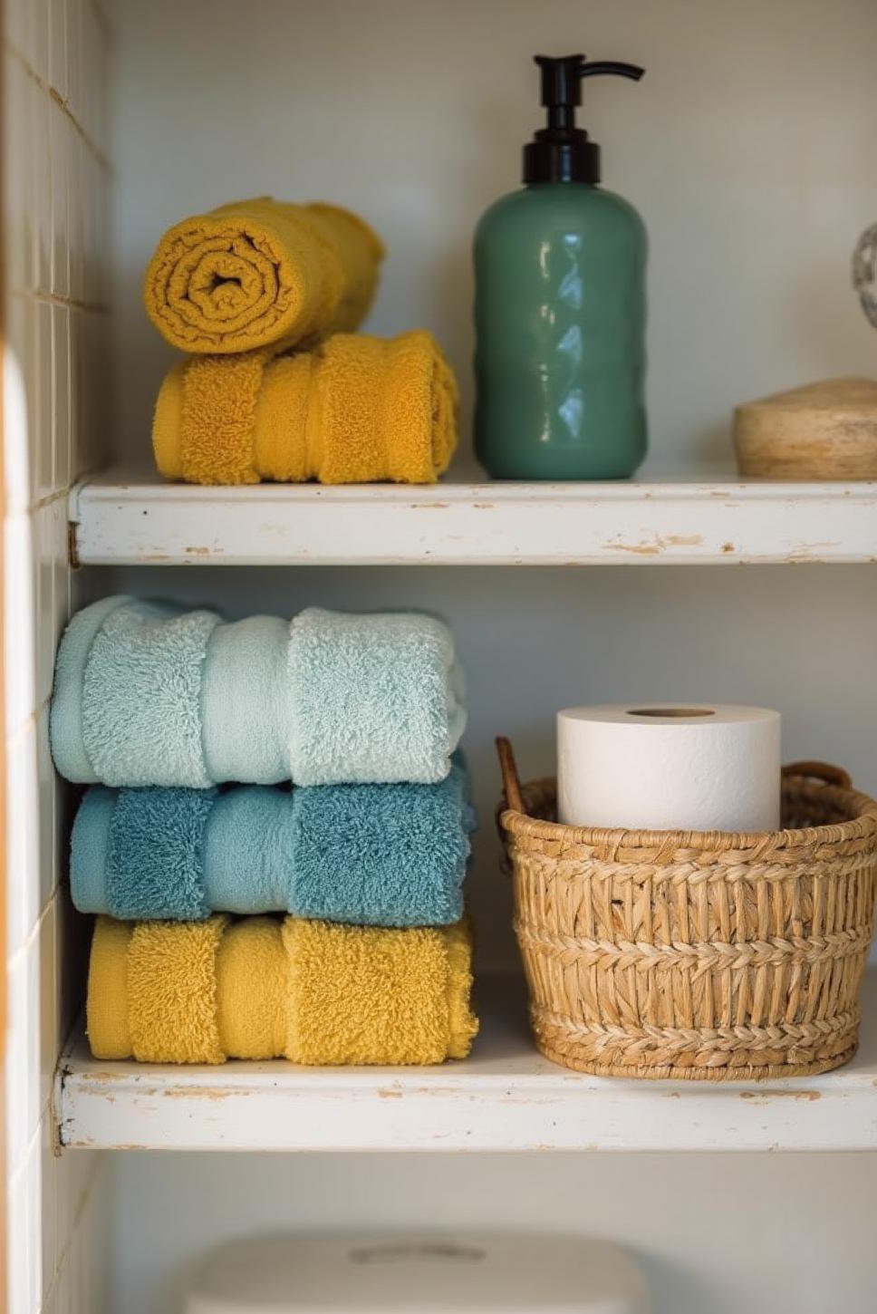 Colorful Guest Bathroom: Eclectic Accessories & Towels