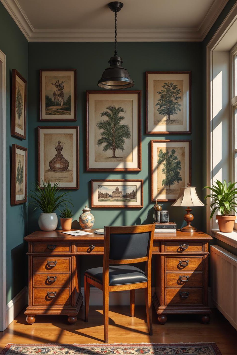 Eclectic Male Office: Modern & Vintage Mix