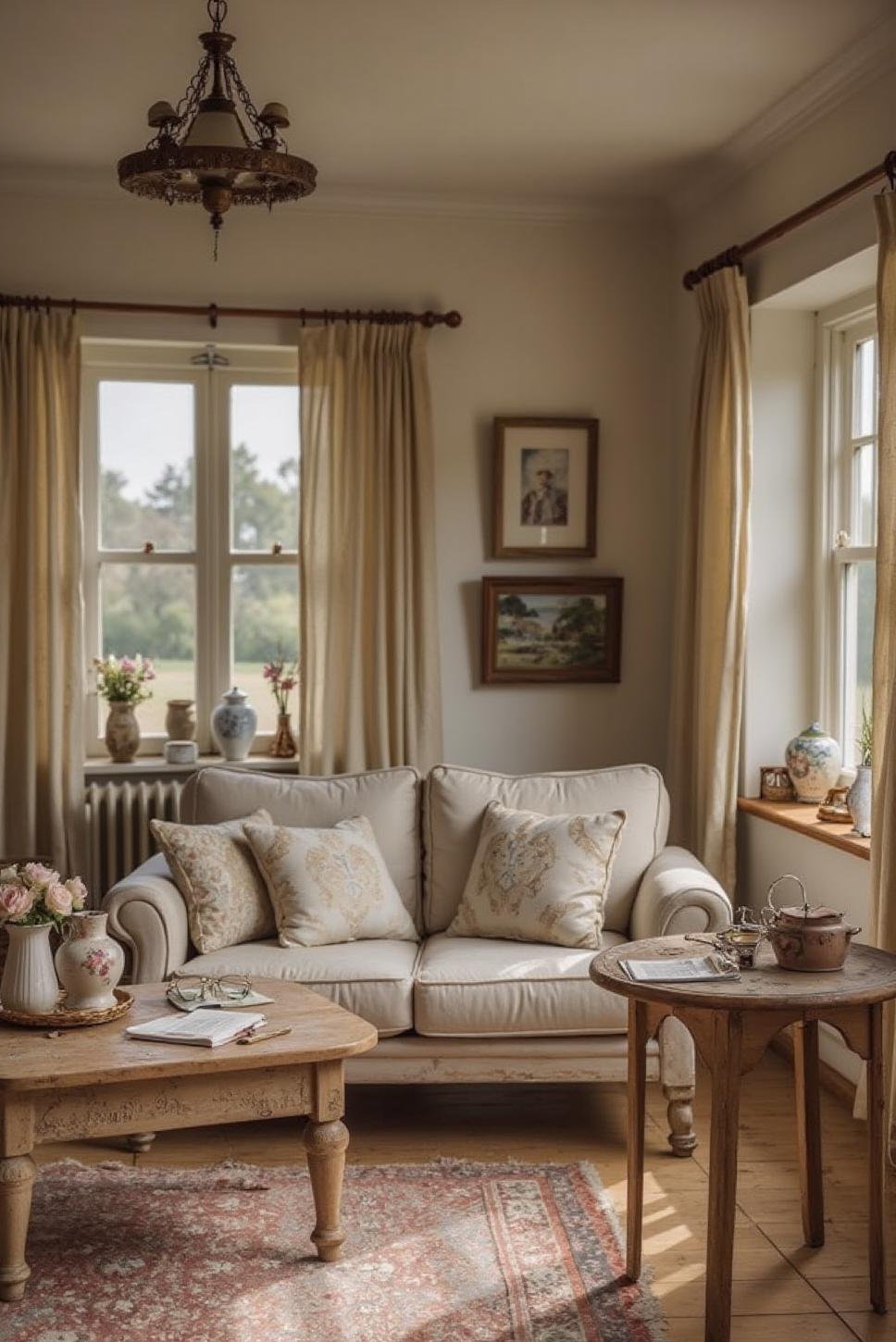 Charming Shabby-Chic English Cottage Living Room