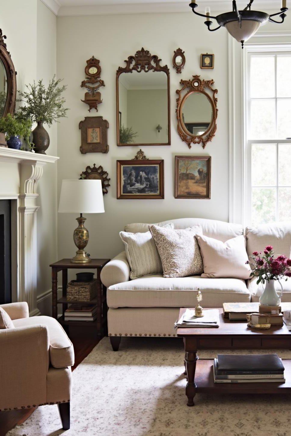 Antique Mirrors & Farmhouse Living Room Decor