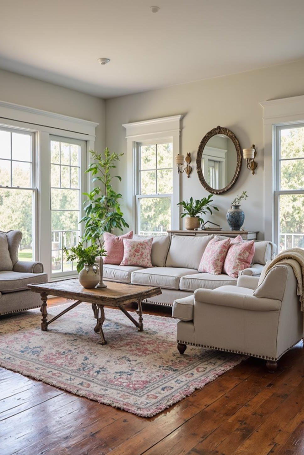 Modern Farmhouse Living Room: Vintage & Modern Mix