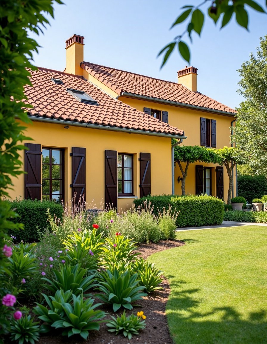 Terracotta French Country Home with Peaceful Garden