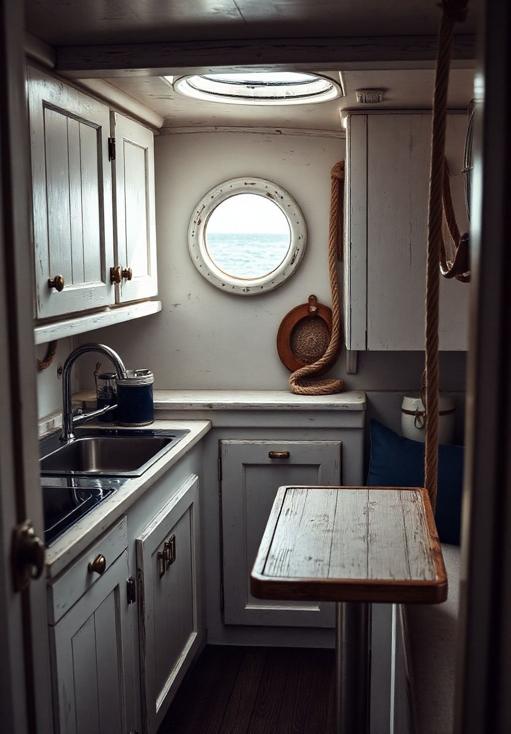 Sailing into Style: A Nautical Galley Kitchen