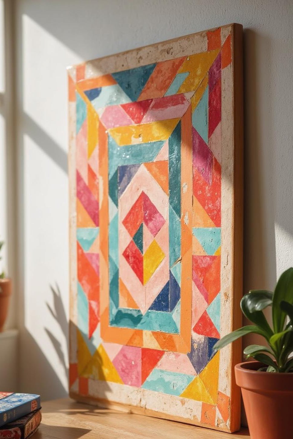 Geometric Washi Tape Canvas: Modern Wall Art