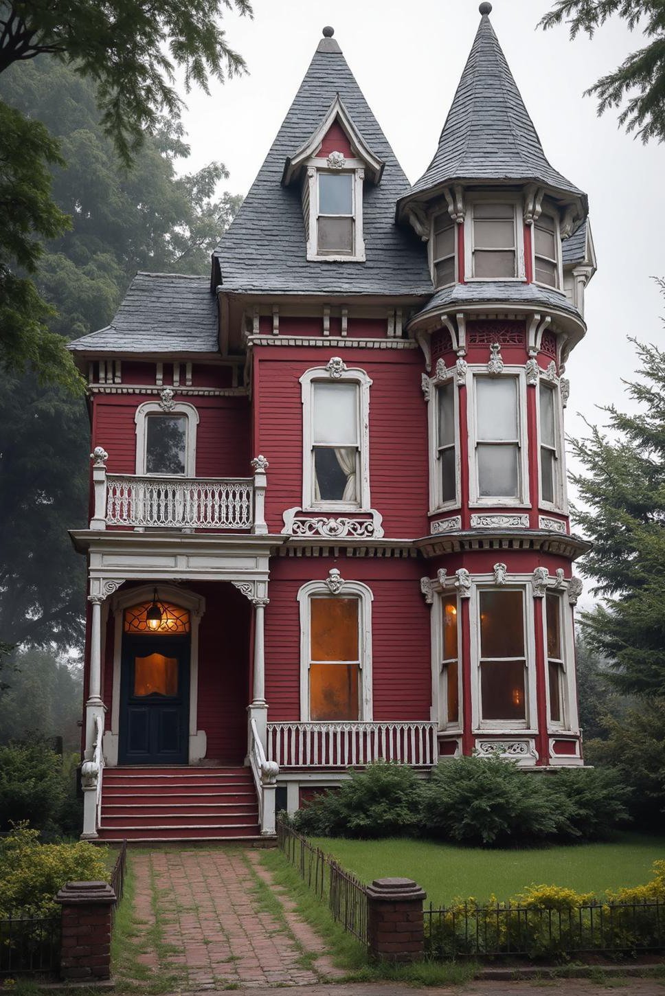 Burgundy Victorian Dream House: Opulent Interior