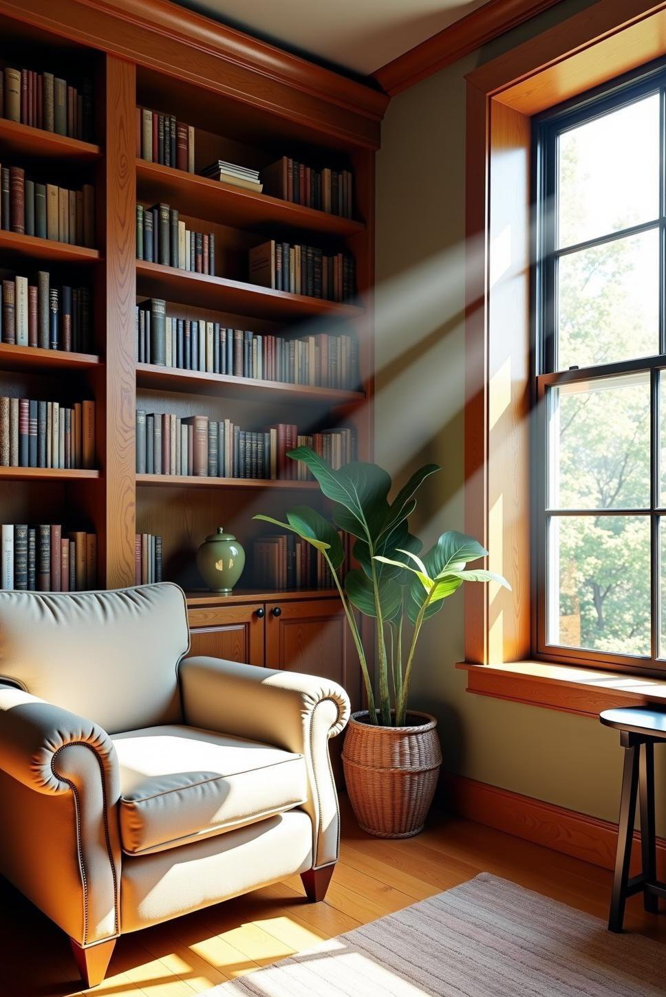 Rustic Home Library Design with Reclaimed Wood Bookshelves