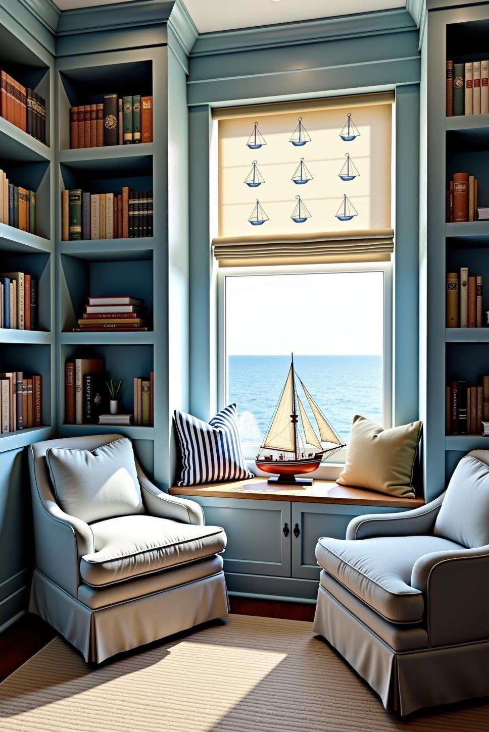 Nautical Home Library: Seaside Charm & Book Storage