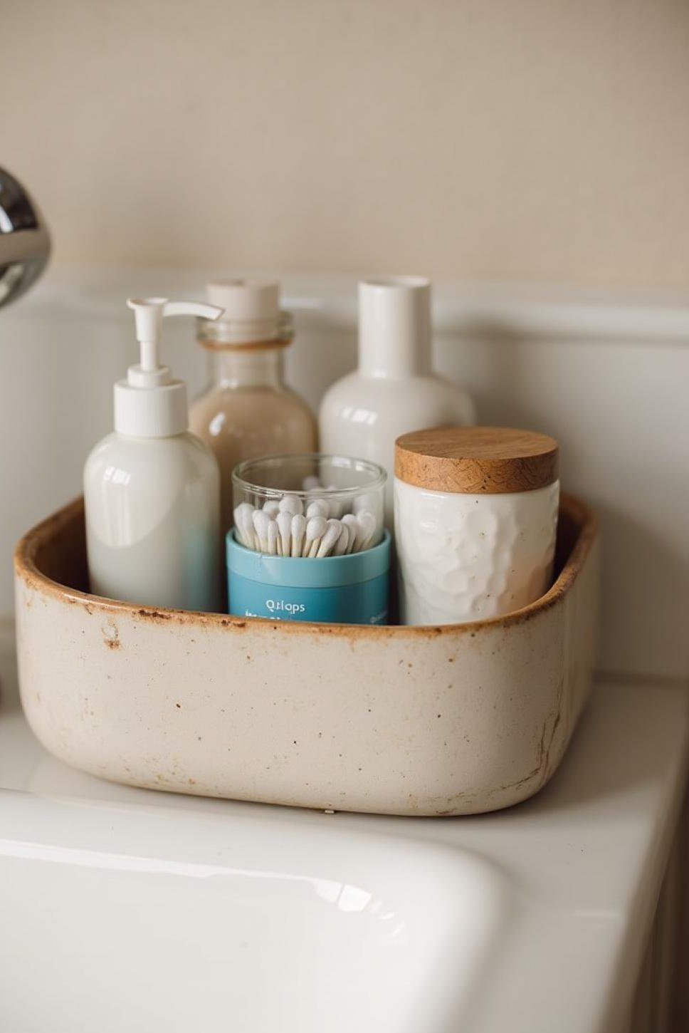 Organized Bathroom Must-Haves: Sleek Caddy & Neutral Tones