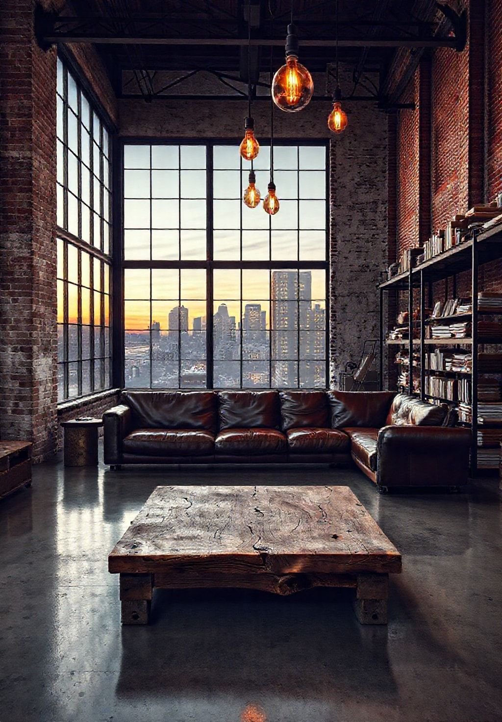 Industrial Chic: A Loft Apartment Bathed in Dusk