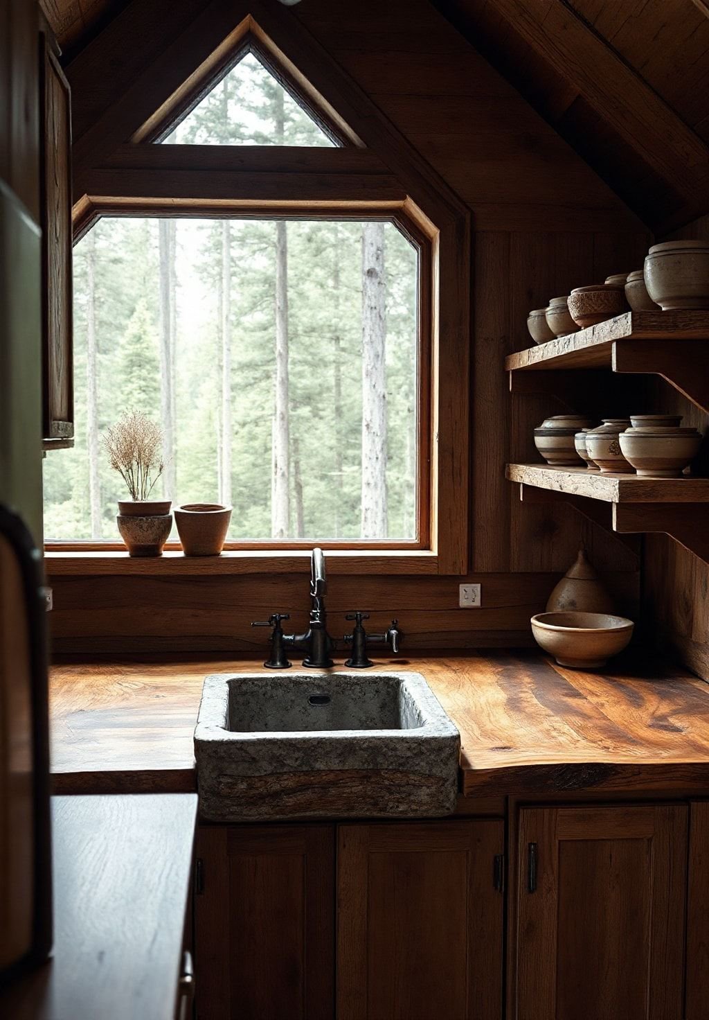 Rustic Woodland Charm: A Cozy A-Frame Kitchen