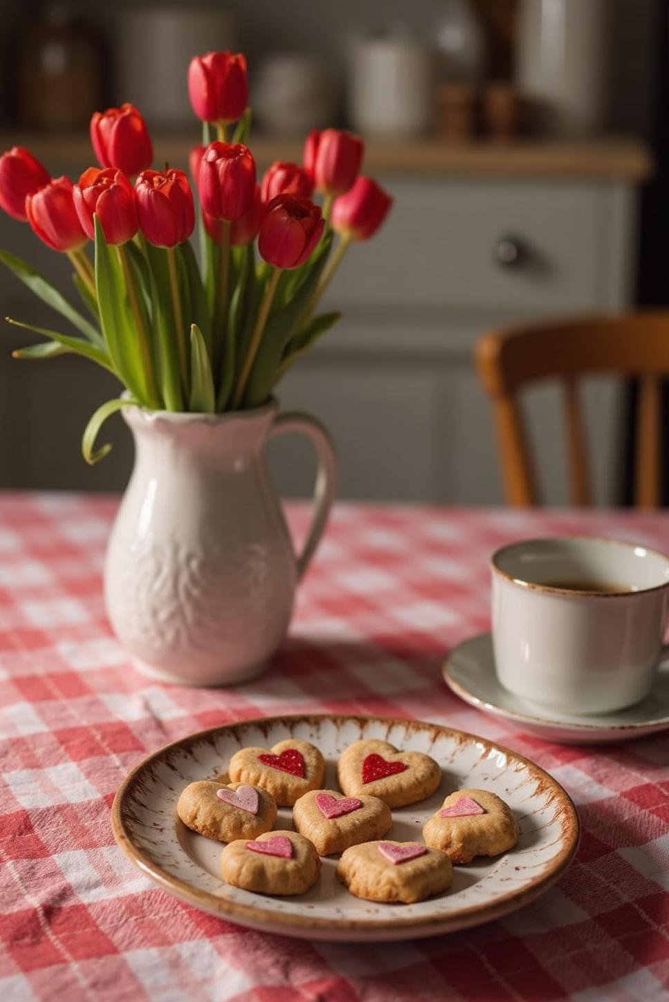 Farmhouse Valentine's Kitchen: Red & White Decor