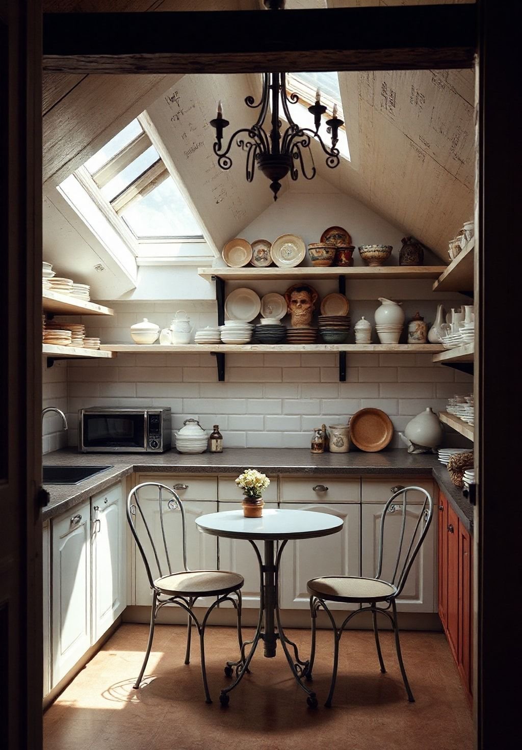 Parisian Charm in a Tiny Attic Kitchen