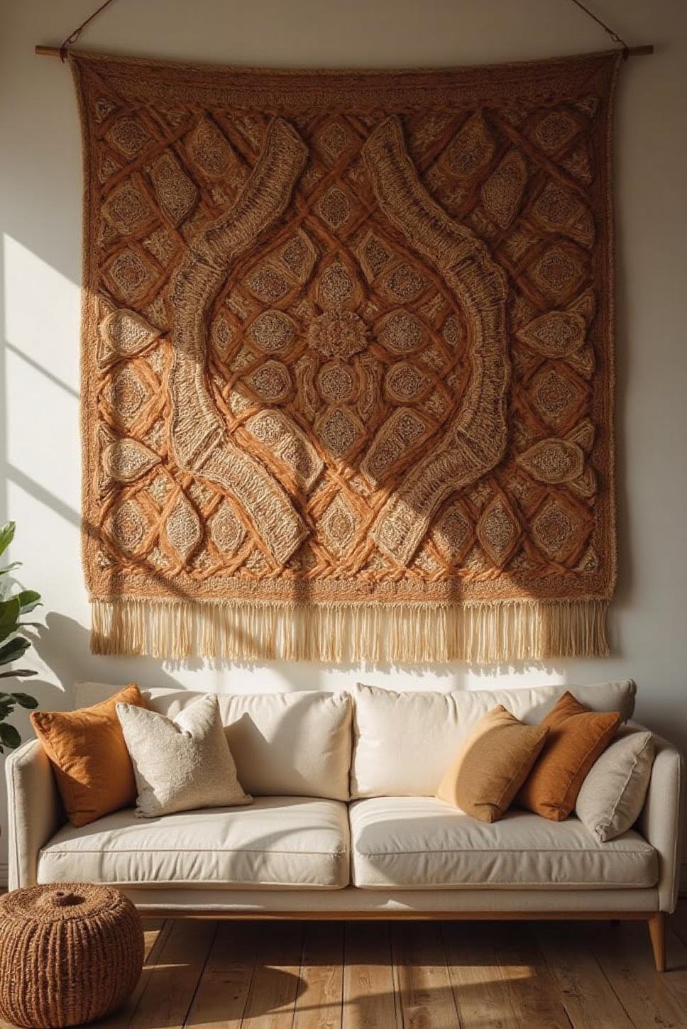 Woven Tapestry: Modern Living Room Wall Decor