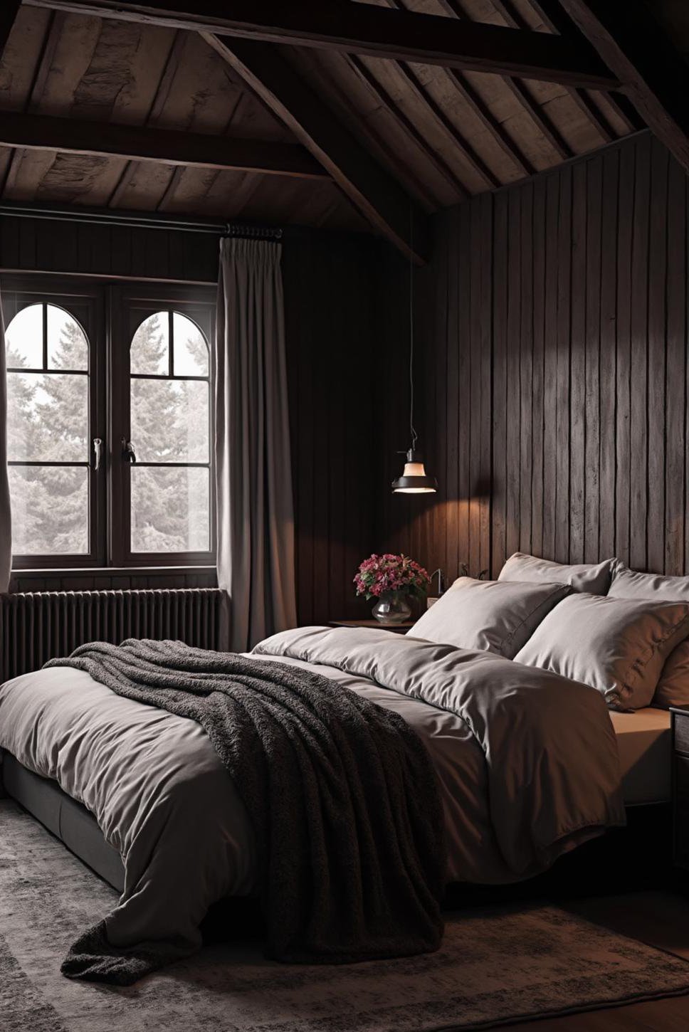 Moody Gothic Loft Conversion Bedroom Design