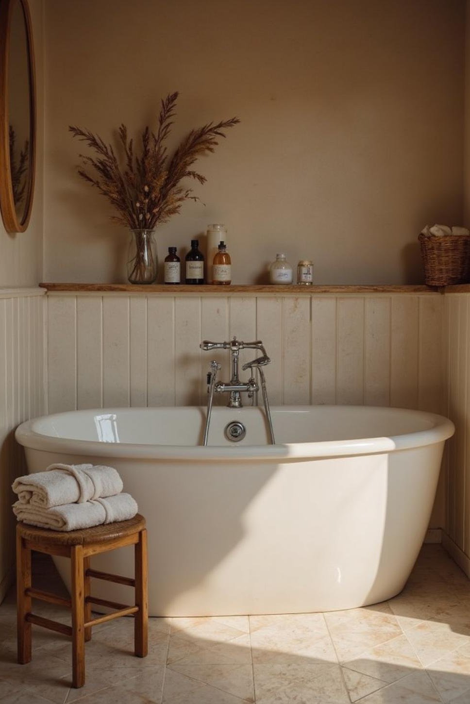 Romantic Ensuite: Luxurious Bath & Soft Lighting