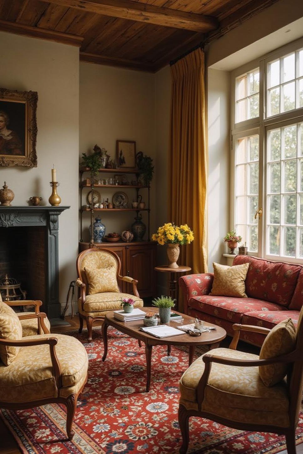 Vibrant Maximalist English Cottage Living Room