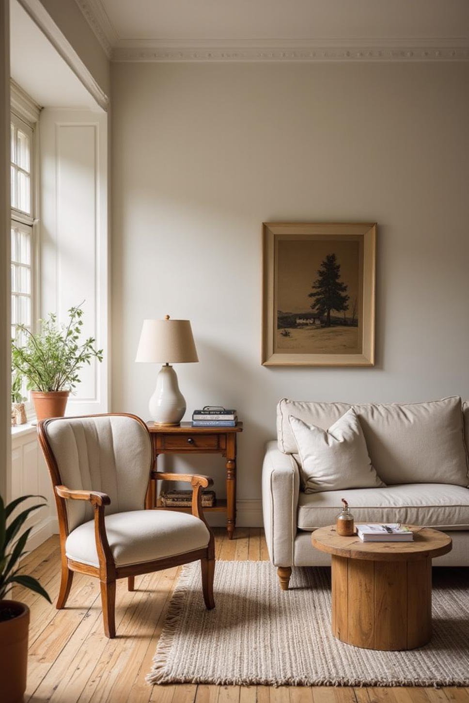 Serene Minimalist English Cottage Living Room