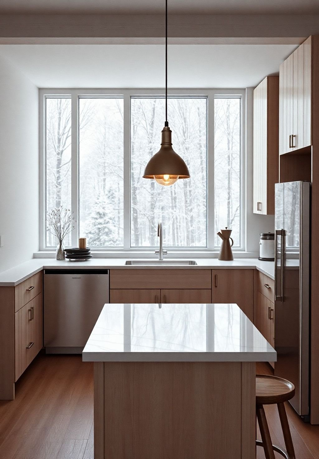 Serene Scandinavian Kitchen Bathed in Winter Light