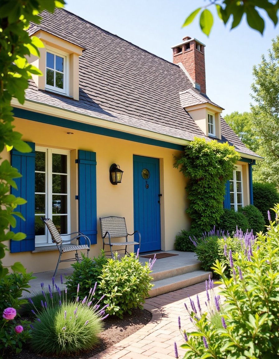 Honey-Beige French Cottage with Lavender Garden