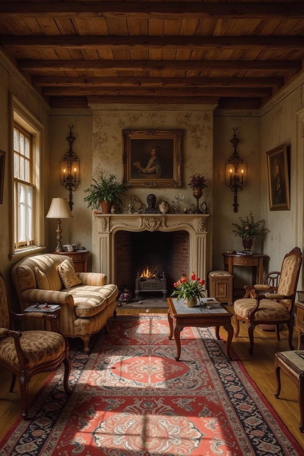 Opulent English Cottage Living Room: Luxurious Comfort