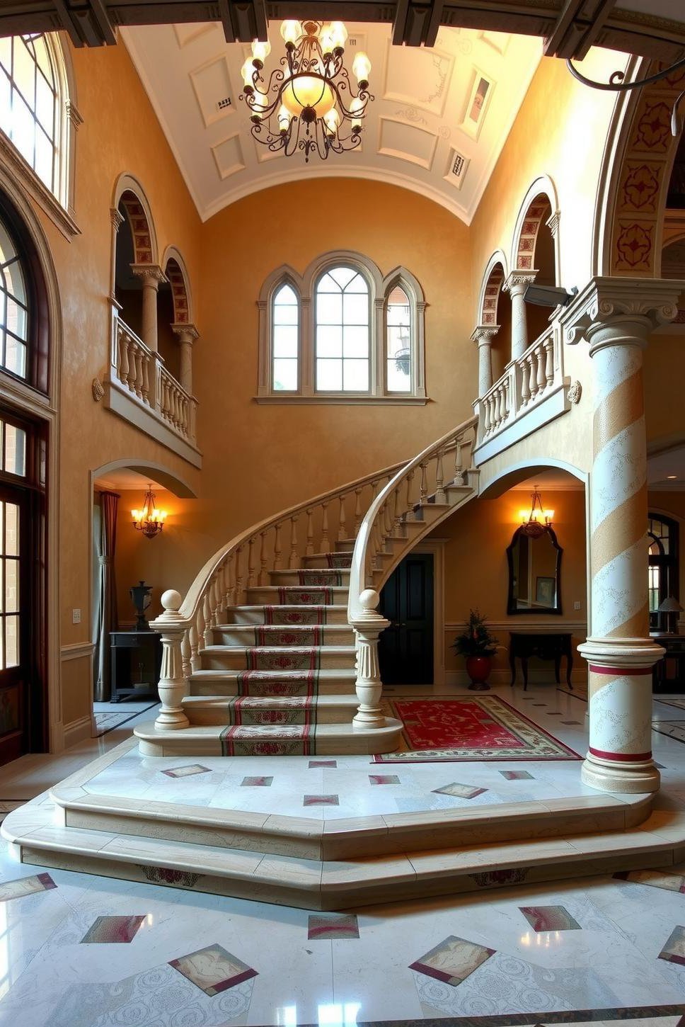 Grand Tuscan Staircase: Mega Mansion Design