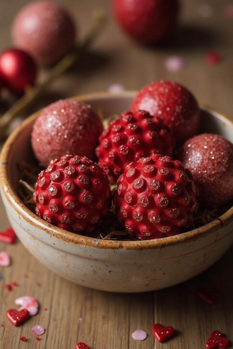 Rustic Valentine's Day Centerpieces with Pinecones