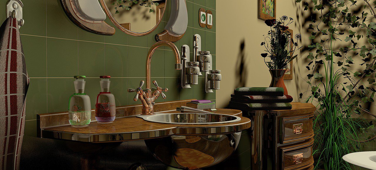 Vintage Glamour: A Bathroom Oasis of Rich Textures and Warmth