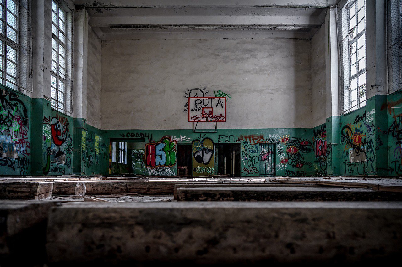 Graffiti Echoes in a Forgotten Hall