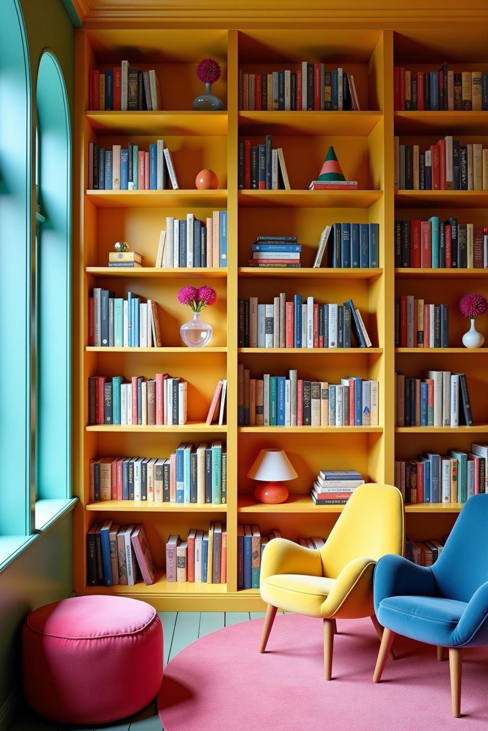 Bright & Playful Home Library Room Design