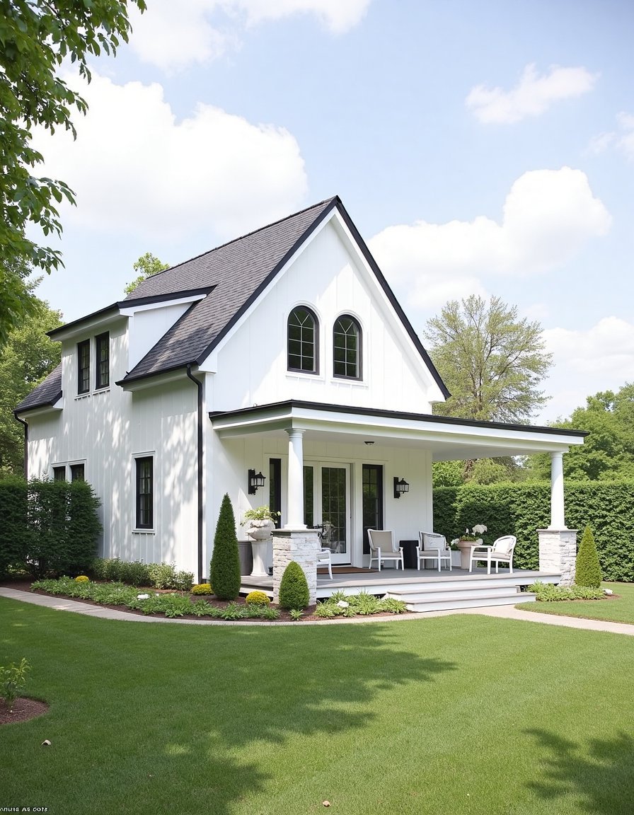 Charming French Country Cottage: Whitewashed Exterior & Wildflowers