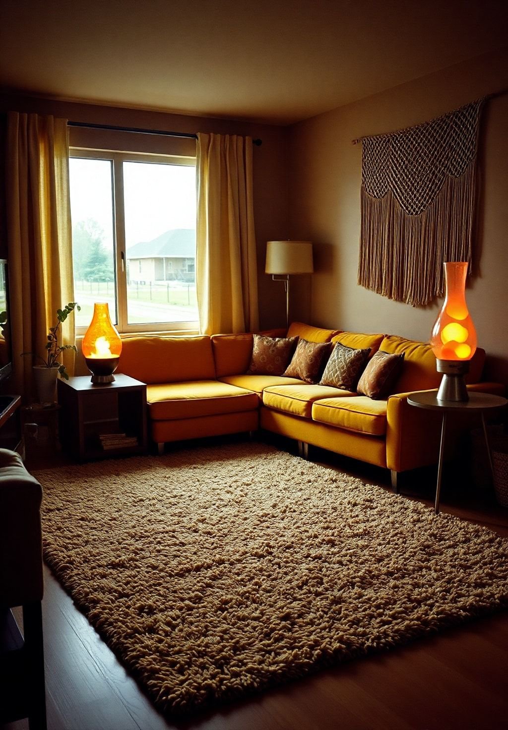 Retro Rhapsody: A Living Room in Warm, Earthy Hues