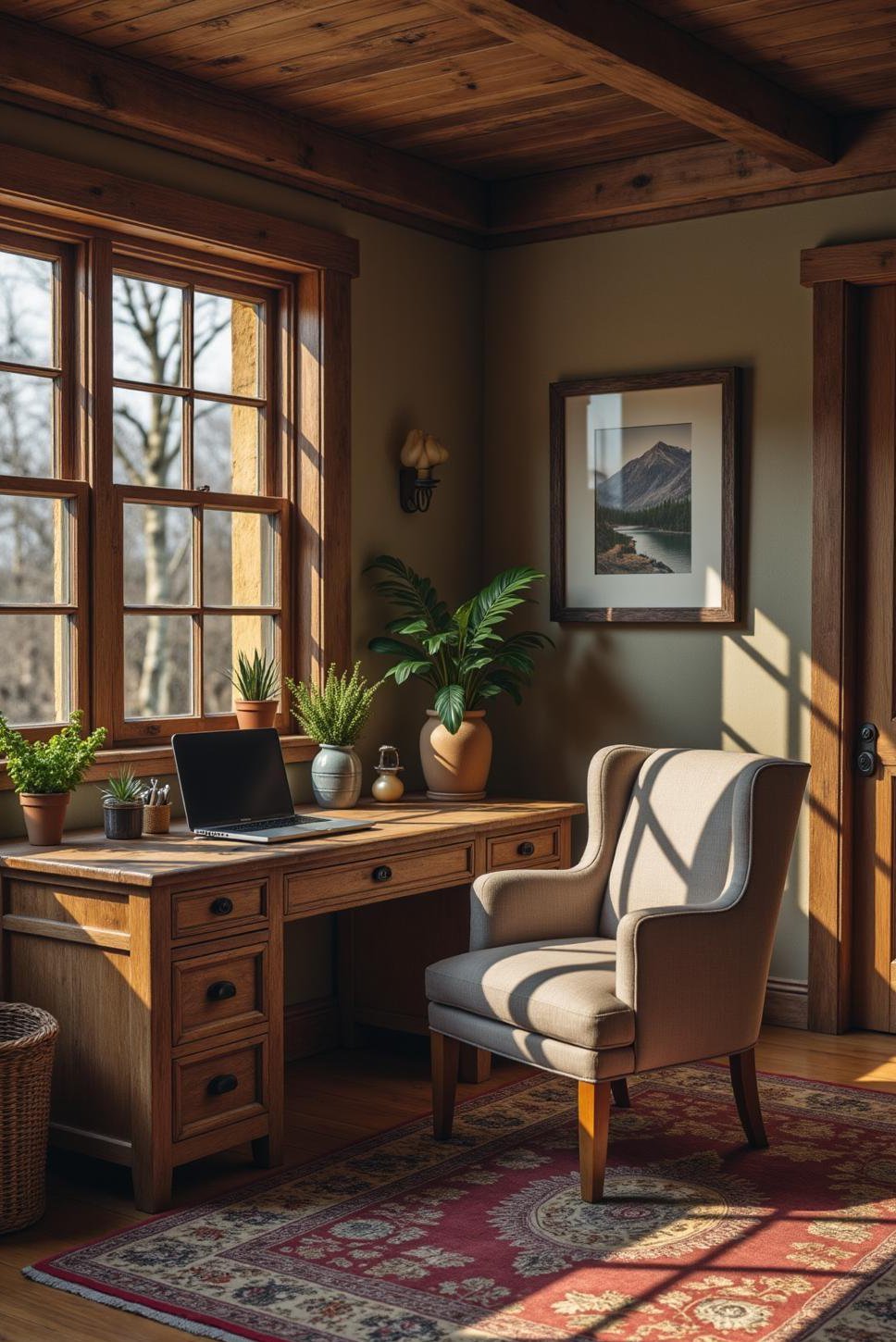 Rustic Masculine Office: Reclaimed Wood & Warm Charm