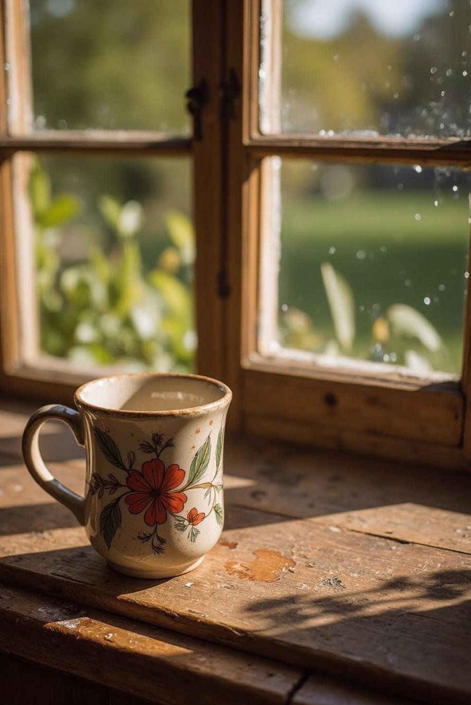 Hand-painted Floral Mug: Itsekovettuva Savi Pottery