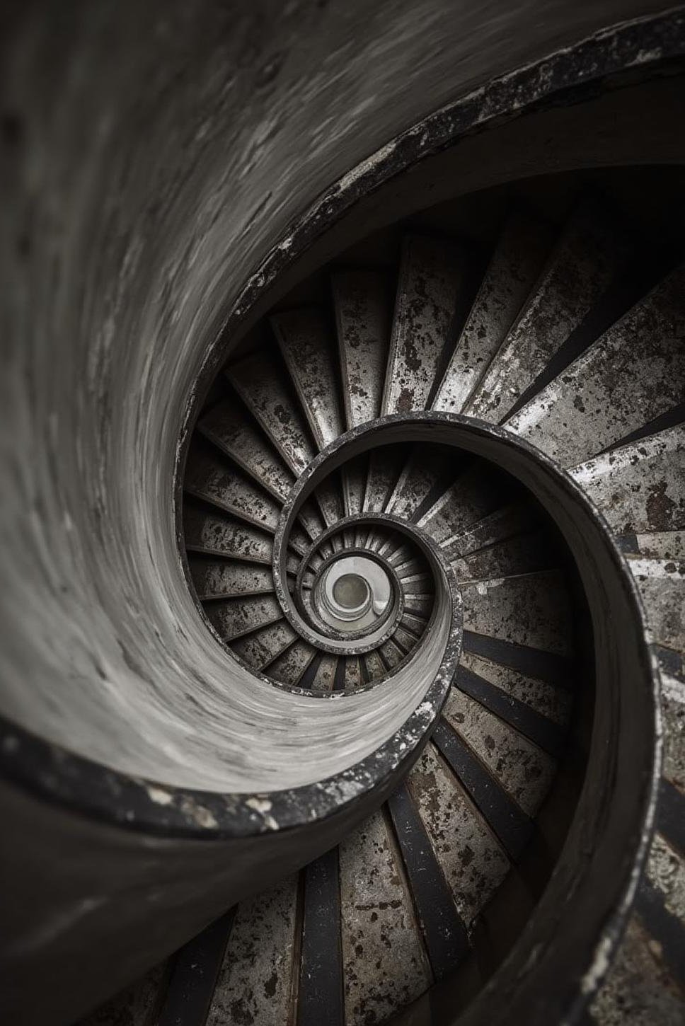 Geometric Spiral Staircase: Black and White Foto Art